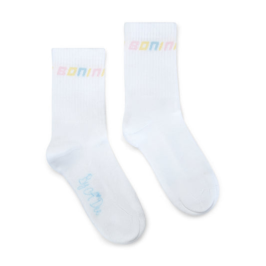 White & MulticolourTwirl Socks