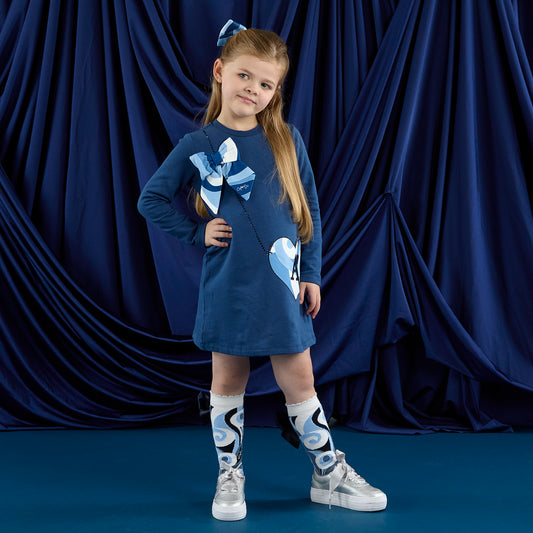 Navy Lotus Dress