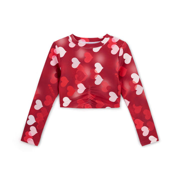 Burgundy Arch Long Sleeve Crop Top