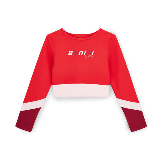 Red Motion Long Sleeve Crop Top