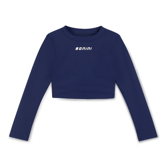 Navy Aspire Long Sleeve Crop Top