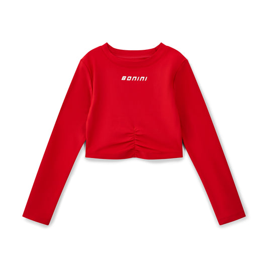 Red Aspire Long Sleeve Crop Top
