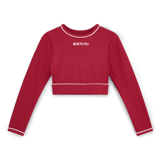Burgundy Revive Long Sleeve Crop Top
