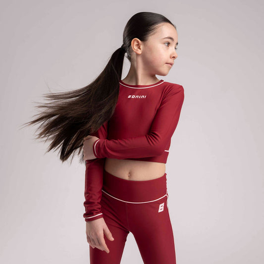 Burgundy Revive Long Sleeve Crop Top