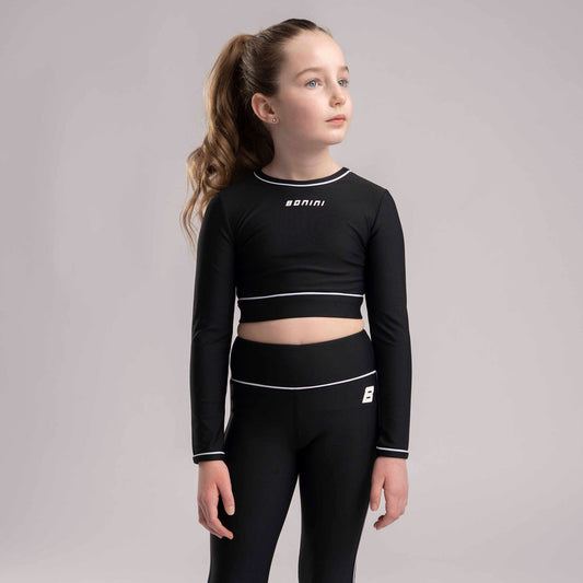 Black Revive Long Sleeve Crop Top