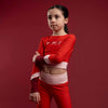 Red Motion Long Sleeve Crop Top