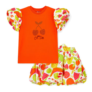 Orange Tia Skirt Set