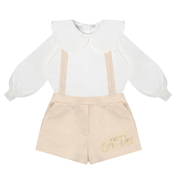 White & Gold Ruby Dungaree Set