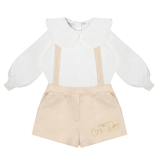 White & Gold Ruby Dungaree Set