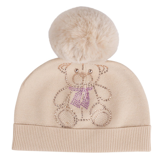 Beige Sabrina Pom Pom Hat