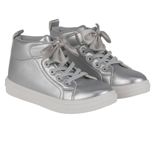 Silver Bowtique High Top Trainers