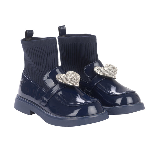 Navy Mary Jane Sock Boot