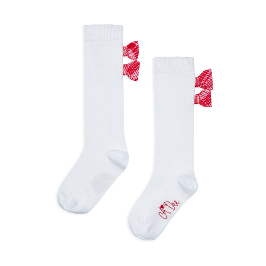 White Landon Knee High Socks