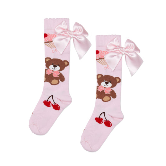 Pink Leah Knee High Socks