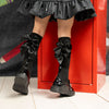 Black Poppy Knee High Socks