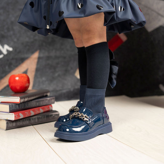 Navy Mary-Chain Boots