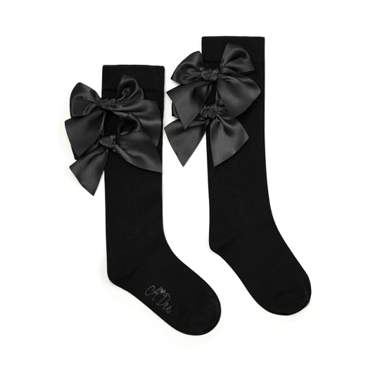 Black Poppy Knee High Socks