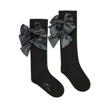 Grey Poppy Knee High Socks