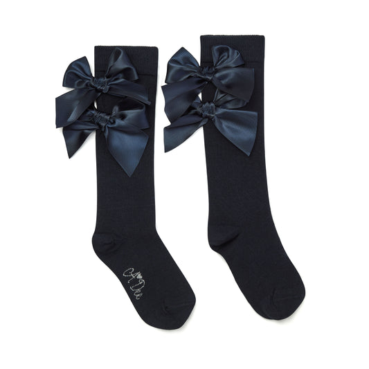 Navy Poppy Knee High Socks
