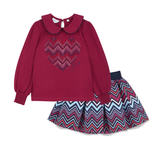 Burgundy Chloe Skirt Set