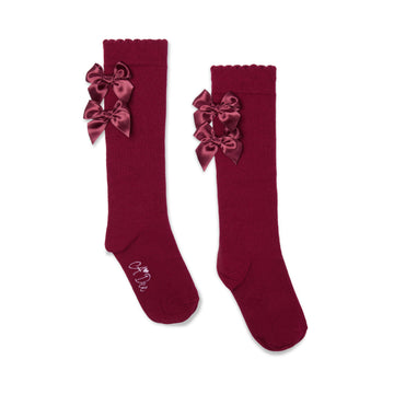 Burgundy Ariel Knee High Socks