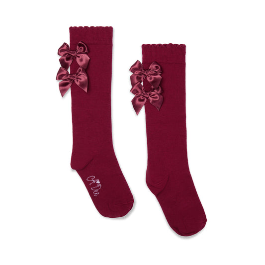 Burgundy Ariel Knee High Socks